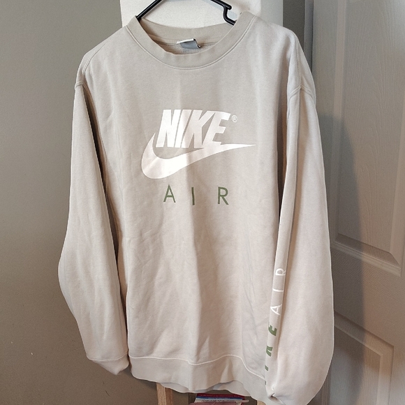 Nike Cream Sweatshirt with White and Green Logo - Picture 1 of 2